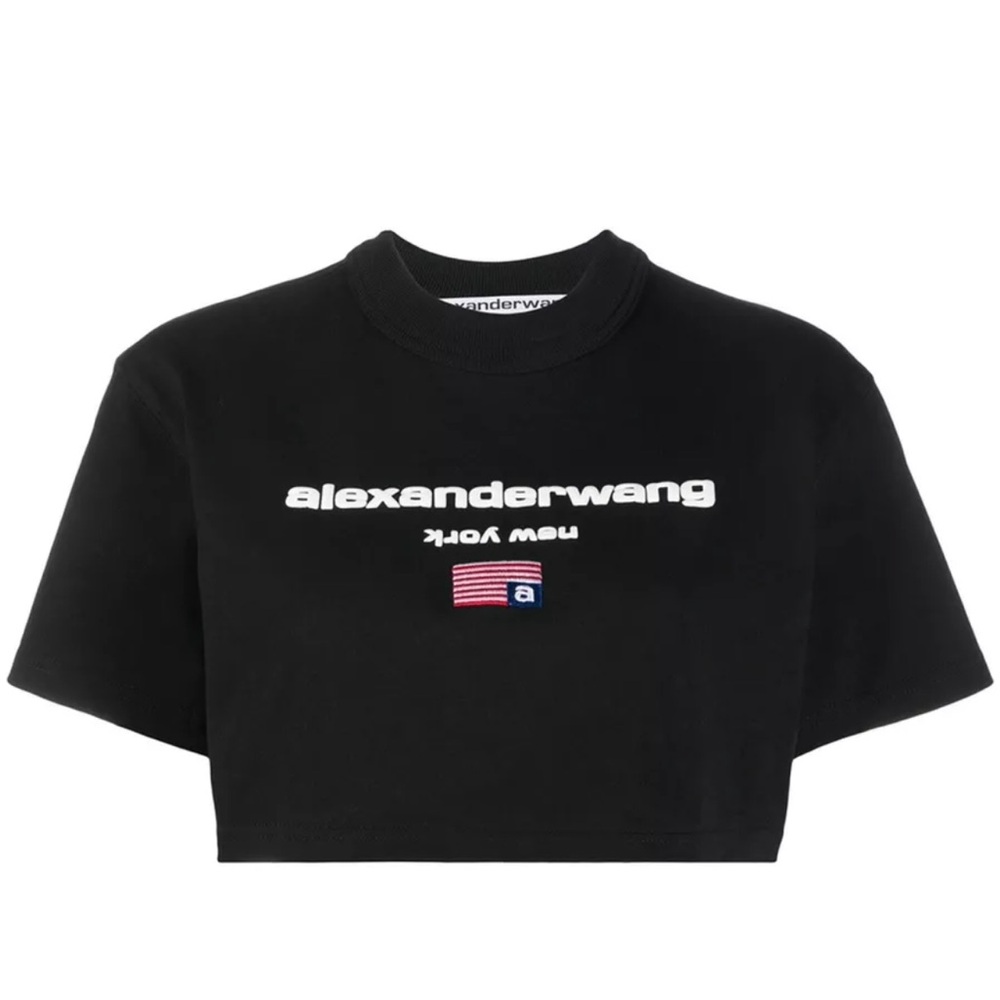 Alexander Wang Cropped Logo T Shirt Sz Xs